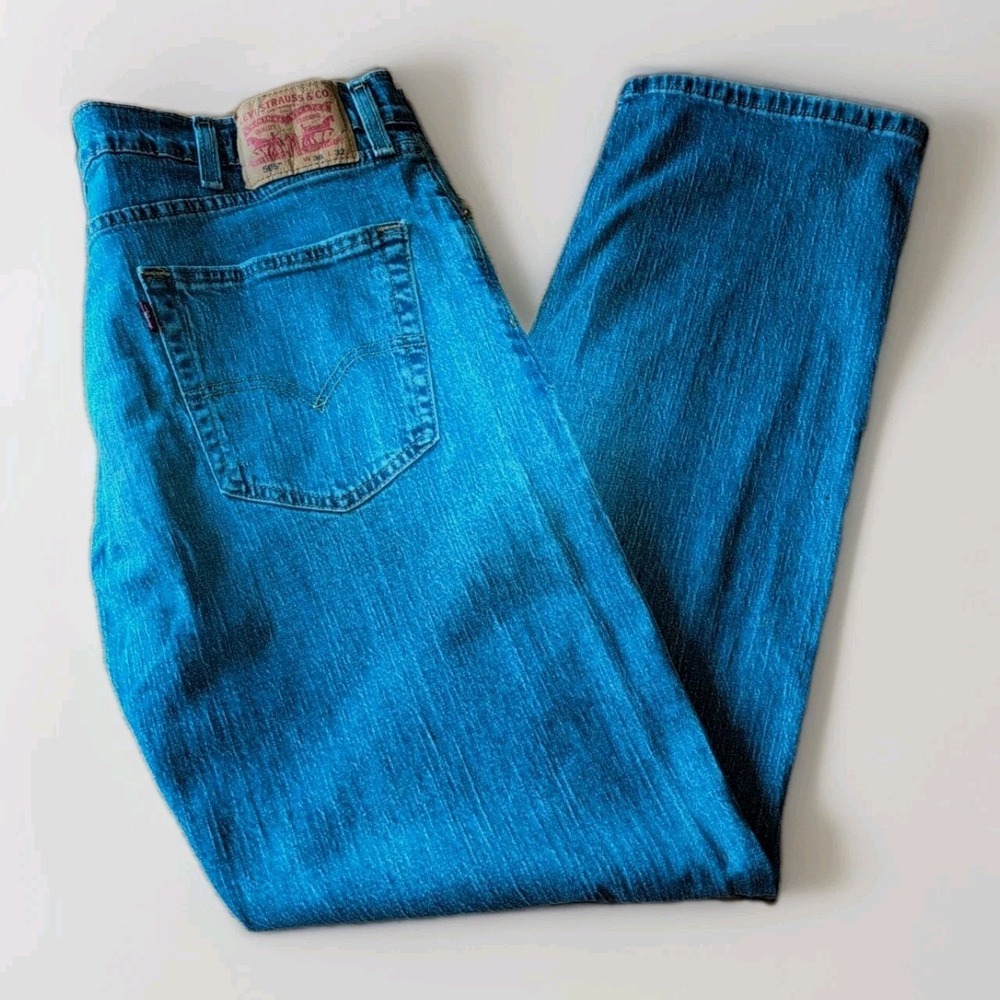 Levi 505 Jeans Mens 38W x 32L Blue Denim Regular Straight Stretch Med Wash
